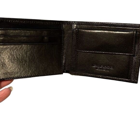 Vera Pelle Firenze Mens Genuine Leather Card Money Slot Bi-Fold Wallet Black - Picture 6 of 7